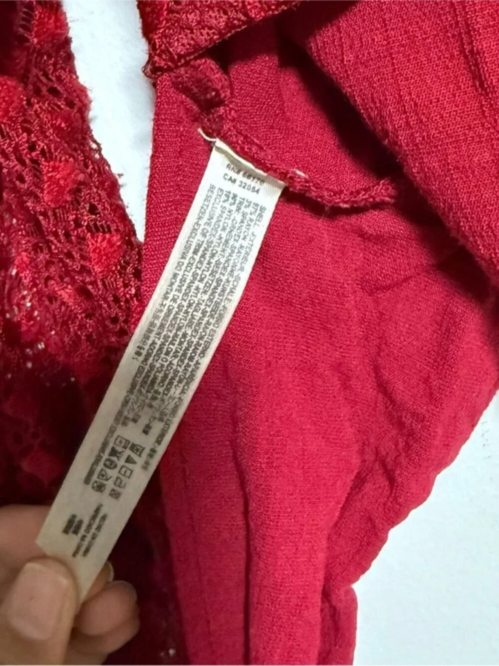 Free People Intimately Lace Tie Back Crop Top Red Size XS
